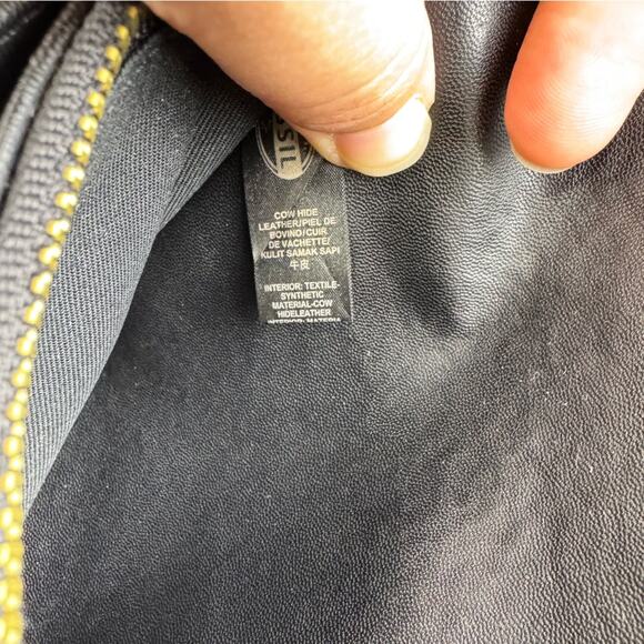 Fossil Haven Large Flap Clutch Wallet Glazed Pebbled Black Leather Wristlet - Picture 9 of 9